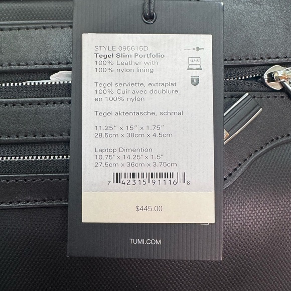 Tumi Black Leather Men's Briefcase - Picture 8 of 9